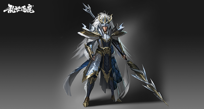 给人不怒自威的感觉铁甲银盔威风凛凛整体以"麒麟"作为马超的代表性